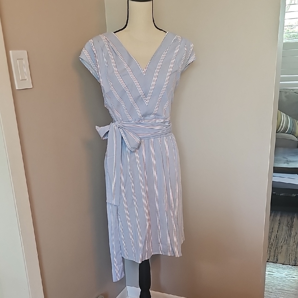 Elegant Blue Striped Dress
